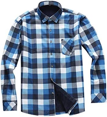 Men’s Long Sleeve Shirts- Thermal Work Padded Warm Shirts Quilted Lined Flannel Heavyweight Plaid Fleece Shirt