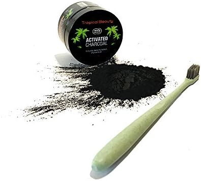 Activated Charcoal Teeth Whitening Best Natural 100% Organic White Teeth Whitener Bleach Carbon Powder Remove Yellow Stains Coffee Tea Bright Wow Smile Include Soft Toothbrush (Green Pistachio)