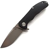 Eafengrow CH3504-G10 Flipper Folding Knife Camping Fruit Pocket Knives EDC Tools D2 Blade Ball Bearings Outdoor Tool (Black)