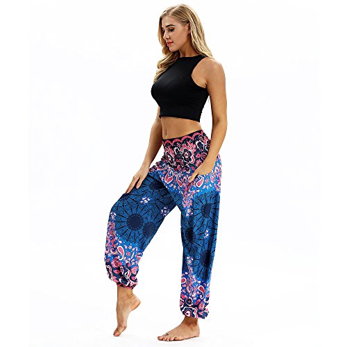 dilake Boho yogabroek voor dames, harembroek, hippie, flowy, casual, strandbroek, hoge taille, eenheidsmaat - Image 5
