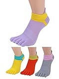 Women's Low Cut Toe Socks 5 Finger No Show Cotton Mesh Wicking Athletic 4 Pack