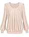 Timeson Blouses Long Sleeve Round Neckline Ladies Shirt (XX-Large, Beige)
