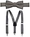 Hold’Em Suspender and Bow Tie Set for Kids, Boys, and Baby - Proudly Made in USA - Extra Sturdy Polished Silver Metal Clips, Pre Tied Bow Tie-Gray 26