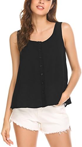 Pasttry Women's Women's Solid Woven Scoop Neck Sleeveless Tunic Tank Top