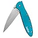 Kershaw Leek, Teal Pocket Knife (1660TEAL); 3" Bead-Blasted High-Performance Sandvik 14C28N Steel Blade, Teal Anodized Aluminum Handle, SpeedSafe Assisted Opening, Liner Lock, Tip-Lock Slider; 2.4 OZ primary