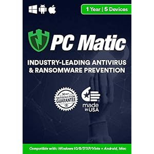 PC Matic | Antivirus & Ransomware Protection | 5 Devices | 1 Year | PC, Mac, Android [Download] [PC/Mac Online Code]