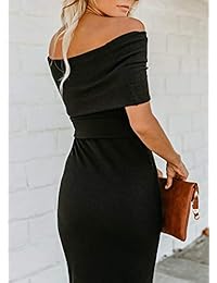 Casuress vestido de fiesta de manga corta con hombros descubiertos para mujer