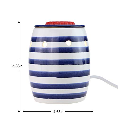 StarMoon Fragrance Wax Melt Warmer, Home Fragrance Diffuser, Home Décor, No Flame, Removable Dish, with One More Bulb (Blue&White) - Thumbnail 2