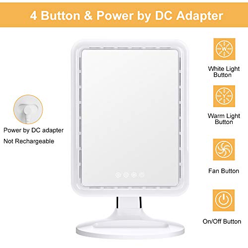 image for KEDSUM 16.5 Inch Large Lighted Makeup Mirror with Fan Function, 3 Leve