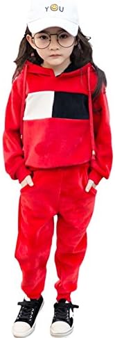 Girl’s Hoodie and Pants Set Velour Sweatsuit Tracksuit 2 piece Set
