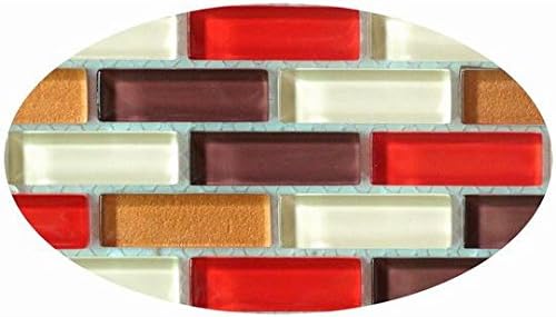 Colorful Corn (BG11) Bright Red Copper Brown Glass Bricks 5/8 x 2" Backsplash Tiles for Kitchen Bathroom Mosaic Wall (Sample)
