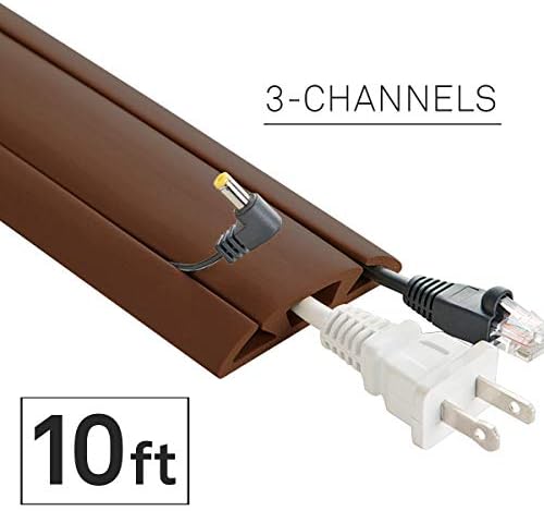 3-Channel Cord Protector & Concealer for Floor - 10FT - Brown