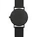 BIJOUONE B001 Black Leather Stainless Steel Swiss Quartz Analog Unisex Watch, Matte Black Case