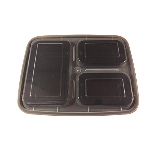 EZ Prepa [20 Pack] 32oz 3 Compartment Meal Prep Containers with Lids - Durable BPA Free Plastic Reusable Food Storage Container - Stackable, Reusable, Leak Resistant, Microwaveable & Dishwasher Safe