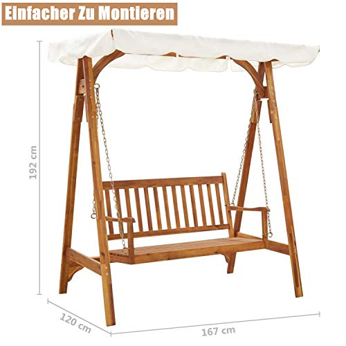 XJZHOUTING DOONHEXS Haltbarer Hollywoodschaukel, Stärker Schaukel Schaukelbank, Gartenbank, Gartenschaukel Holz Mit 2… – Bild 8
