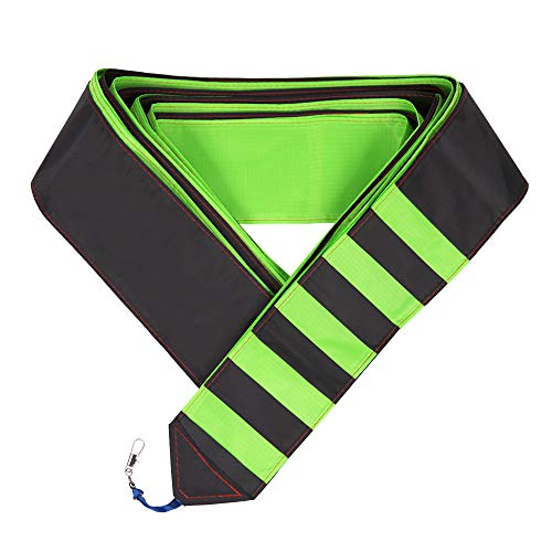 Kite Tail,Flat Ribbon Streamer Rainbow Multi Color (Green Black), 49 Feet