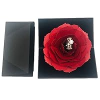 lagita Romantic 3D Pop Up Bloom Rose Ring Box Case, Wedding Engagement Jewelry Storage Holder Case Bump (D)
