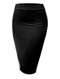 Women's Basic Elastic Pencil Midi Skirt with Bag Out Hem