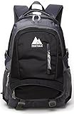 School Backpack BookBag For College Travel Hiking Fit Laptop Up to 15.6 Inch Water Resistant (Black)
