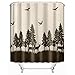 Uphome Deer in The Forest Shower Curtain, Yellow and Coffee Country Vintage Moose Forest Hunting Fabric Stall Shower Curtain Set with Hooks for Kids, 72 X 78 Inch
