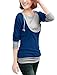 Allegra K Women Layered Tops Splicing Drawstring Hooded Tunic Shirt