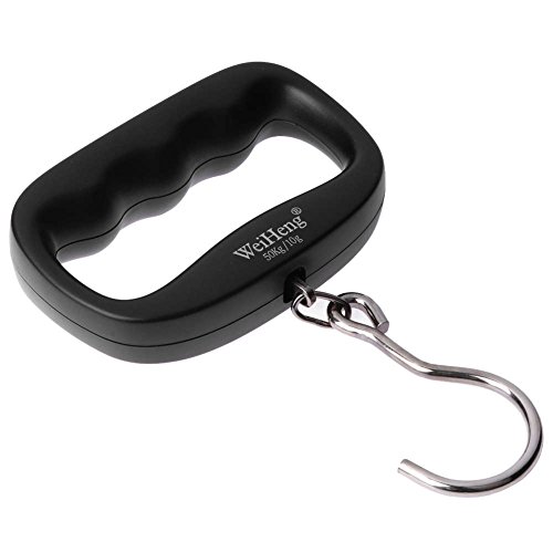 Mini Hanging Hook Scale,Portable Digital Crane Scale,50kg /100g Dig Hook Hanging Scale, with Backlit LCD Display - Black