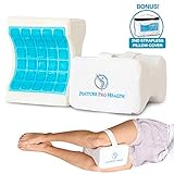 Posture Pro Health Memory Foam Orthopedic Knee Pillow with Cooling Gel & Adjustable Strap | Back, Hip, Knee Support Cushion for Side Sleepers & Pregnant Women | Bonus Cover | Best in Comfort & Design