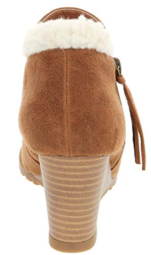 Sugar Women's Ladie Wedge Bootie with Buckle Ankle Boot 7 Brown
