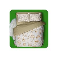 Cartoon Hand Painted Vegetables Stick Figure Pattern Designed Room Bedding Set Quilt Cover,Light tan,AU Queen 210X210CM