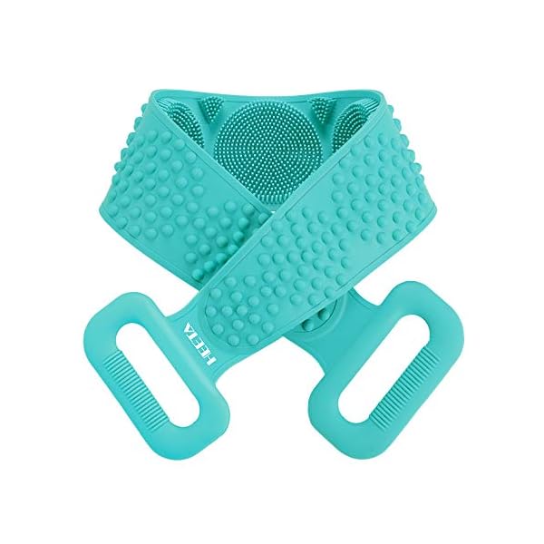 HEETA Soft Silicone Back Body Scrubber Exfoliating Shower Bathing Brush with Handle, Deep Clean SPA Massage Skin Care…