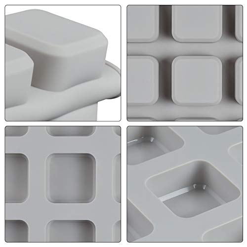 SJ Square Silicone Mold for Soap Making, 9 Cavities Handmade Silicone Soap Mold Candle Mold Lotion Bar Molds, Gray - Thumbnail 3