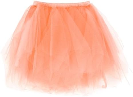 Finerione Womens Pleated Gauze Short Skirt Adult Tutu Dancing Skirt (Orange)