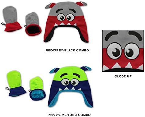 Wholesale Sock Deals 24 Pack of WSD Baby Boy's and Girl's Fleece Lined Earflap Hat &amp; Mitten Sets - Monster Designs