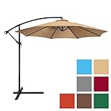 Best Choice Products 10ft Offset Hanging Market Patio Umbrella w/ Easy Tilt Adjustment, Polyester Shade, 8 Ribs for Backyard, Poolside, Lawn and Garden - Beige