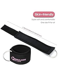 Soulkoo Fitness - Correas acolchadas para tobillo para máquinas de cables y banda de resistencia