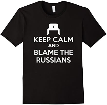 Mens Keep Calm and Blame The Russians T-Shirt XL Black
