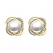 18K Gold Plated Stud Earrings Golden Zircon Twist Simulated Pearl for Women Jewelry