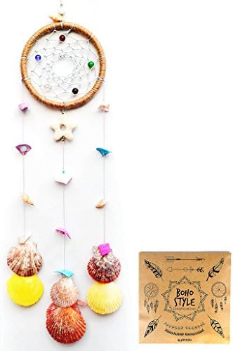Indian Dream Catcher Handmade Wall Hanging Home Decor Shells Dream Catcher for Kids Dia 4.4"(NO.22)