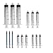 Momok 15 Packs - 20ml, 10ml, 5ml, 3ml, 1ml Syringe with 14ga, 18ga and 20ga Blunt Tip Needles and Caps for Refilling and Measuring Adhesives or Glue Applicator
