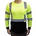 Class 3 Hi-Viz Long Sleeve Black Bottom Safety T-Shirts with Reflective Tapes(Lm, L)