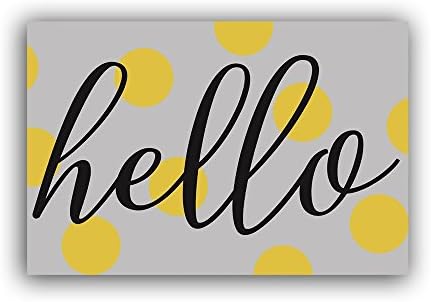 Hello Indoor Outdoor Door Mat, Yellow Dots Non-slip Rubber Entrance Mats Rugs for Bathroom/Front Doormat, 18x30inch