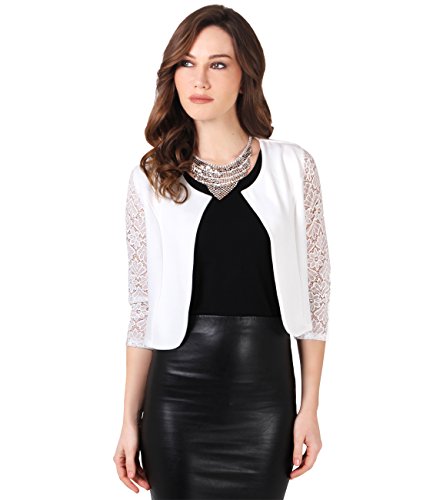 [- KRISP® Women Cropped Jacket Open Shrug 3/4 Sleeve Bolero Evening Blouse  -]