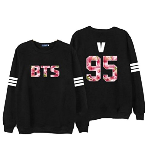 KPOP BTS Sakura Sweater Monster JIN SUGA JIMIN V Pullover Unisex  Sweatershirt L V 95 Black
