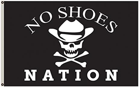 Flylong No Shoes Nation Flag Banner 3X5 Feet Black
