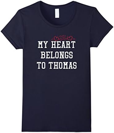 Womens Womens My Heart Belongs To Thomas Cute Couples Gift Shirt Medium Navy