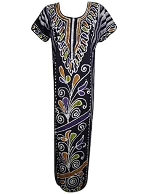 Lot Of 3 Eliza Womens Maxi Caftan Cotton Nightgown Button Front Printed Resort Fashion Kaftan Nightdress L