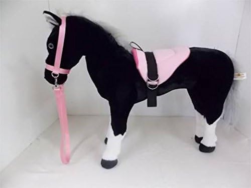 Rockin' Rider Plush Ride on Toy Horse, Black! Includes Pink Saddle and Bridle
