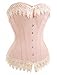 Alivila.Y Fashion Womens Sexy Vintage Lace Trim Corset 2606-Pink-2XL