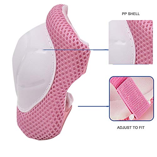 Kids/Youth Knee Pad Elbow Pads Guards Wrist Guards Protective Gear Set for Rollerblade Roller Skates Cycling BMX Bike Skateboard gs Scooter Riding Sports,Toddler for Multi-Sports Outdoor(Age3-7) Pink
