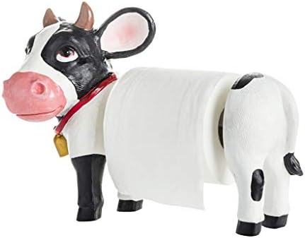 GWM Kitchen Roll Holder Stand/Paper Roll Dispenser, Free Standing Bathroom Toilet Peper Holder, Children's Room Decor, Creative Cow Design (Size : 28×19 cm)
